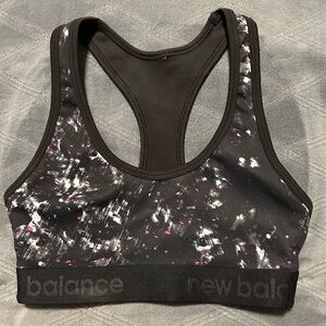 New Balance Black and Pink Patterned Sports Bra